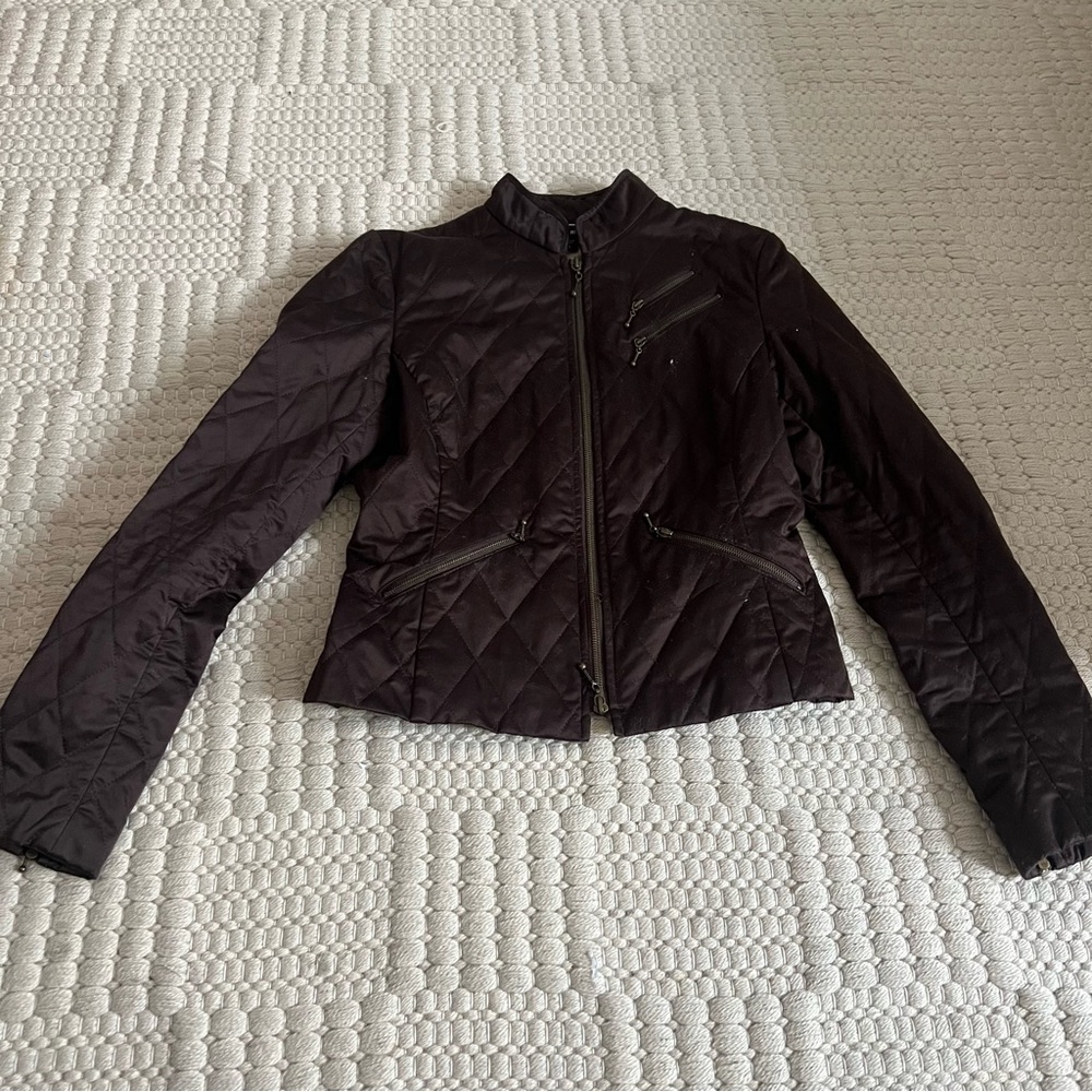 Express Double Zipper Quilted Brown Jacket